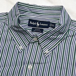 Ralph Lauren Men Blake Multicolor Striped Button Short Sleeve Shirt Plaid XL‎